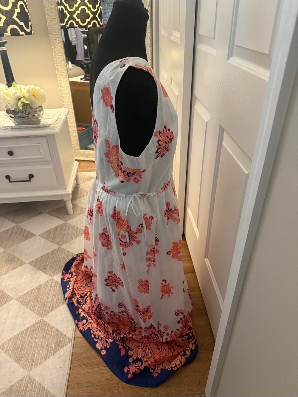 Talbots Sun Dress Womens Paisley Pink Coral Preppy Casual Elegance Country Club - Picture 4 of 9